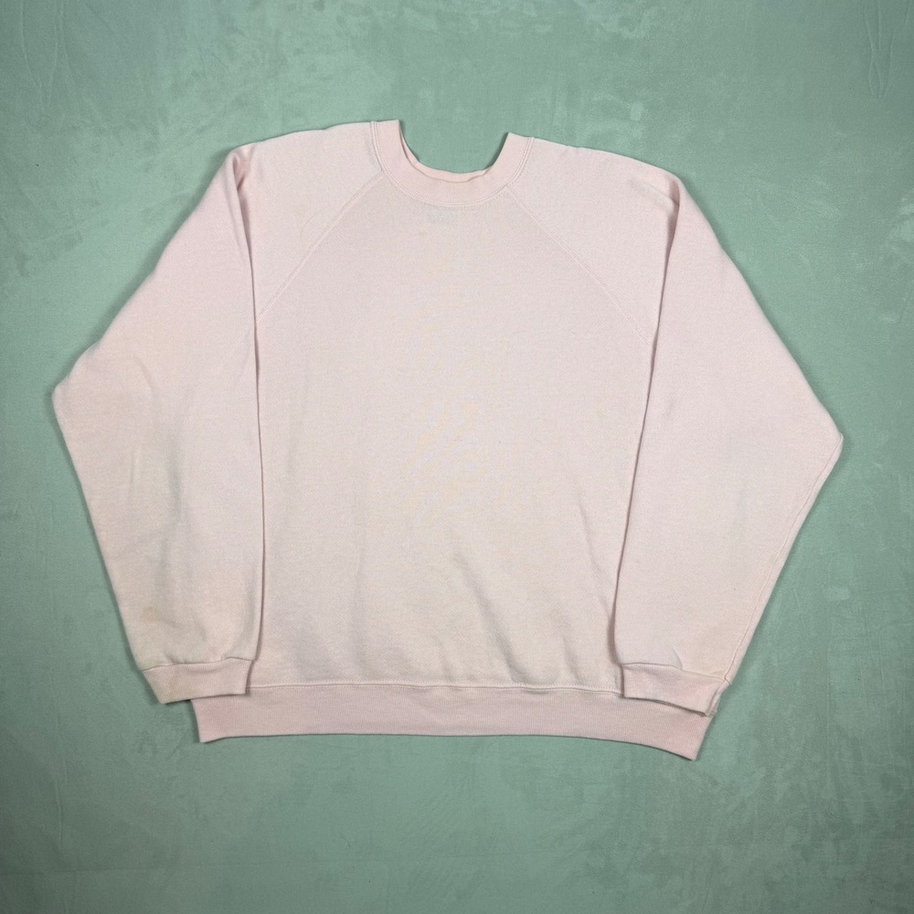 90s Mens Tultex Blank Raglan Sweatshirt Pastel Pink Retro Sportswear Large